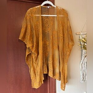 Maurice’s Embroidered Mustard Kimono Cardigan